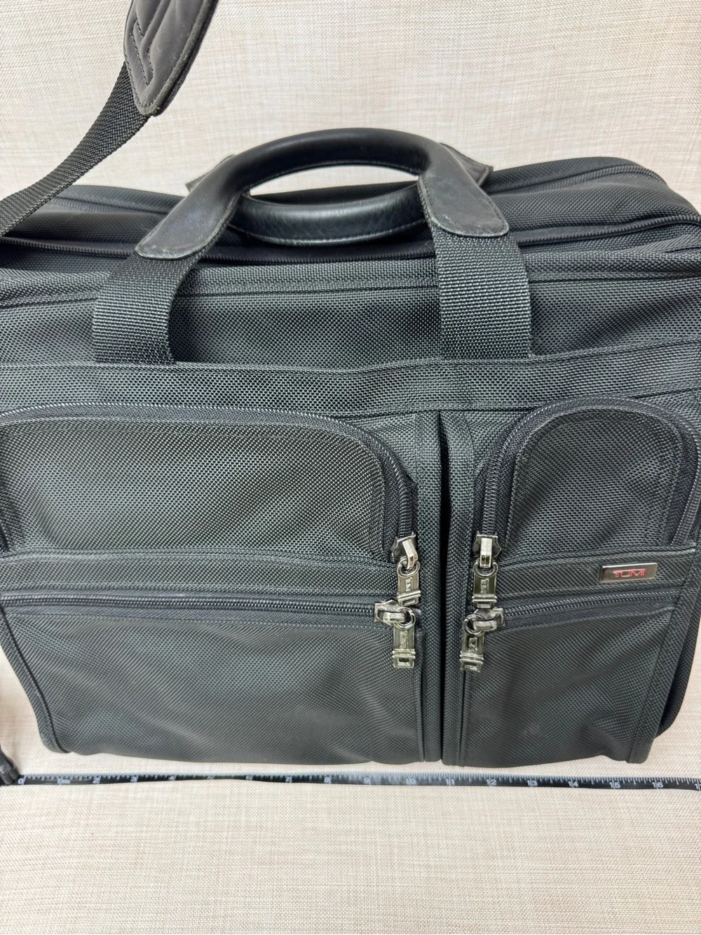 TUMI Alpha Black Ballistic expandable Laptop Business Briefcase 26041D4 EUC $595